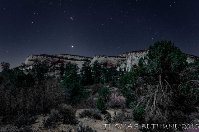 moonlit landscape at zion